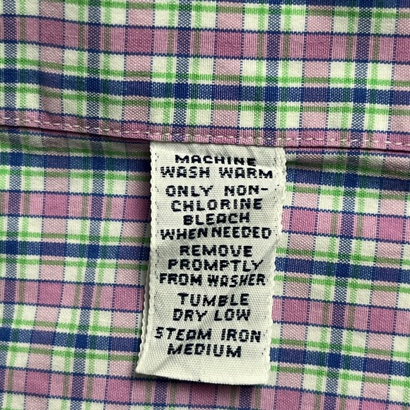 Ralph Lauren EUC Button Down Shirt Men's L Pink Blue Plaid Short Sleeve Cotton - Picture 7 of 9